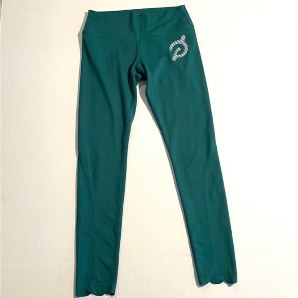 Peloton Athletic Biking Running Leggings scalloped‎ hem emerald green Women’s S